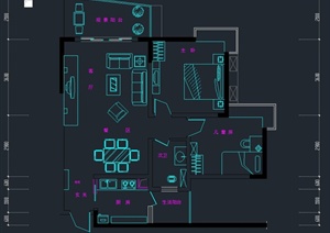 某两室一厅一阳台住宅空间装修设计CAD施工图