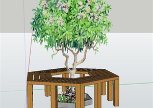 园林景观节点木质树池设计SU(草图大师)模型
