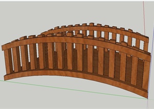 园林景观节点木圆拱桥设计SU(草图大师)模型