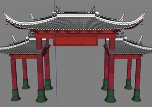 古典中式两层牌坊设计SU(草图大师)模型