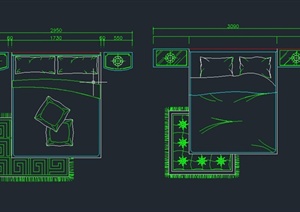 多款室内床设计CAD平面图