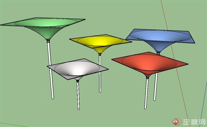 园林景观节点彩色小品设计SU模型(2)
