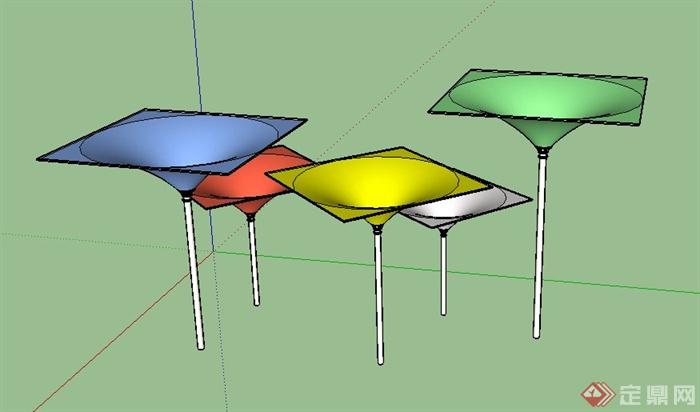 园林景观节点彩色小品设计SU模型(3)