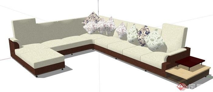 现代风格转折直角沙发su模型(1)