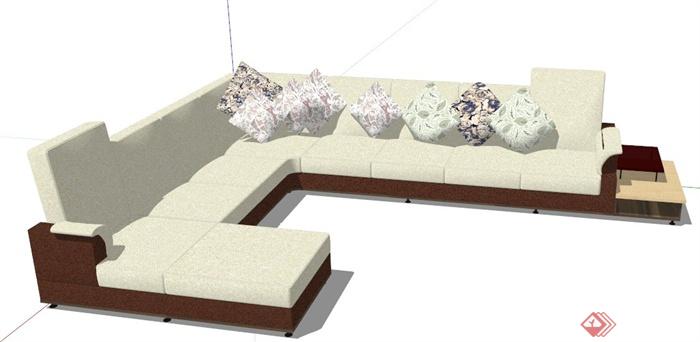 现代风格转折直角沙发su模型(2)