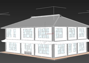 某古典中式两栋单层与两层茶楼建筑设计3DMAX模型