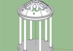园林景观节点欧式圆顶亭设计SU(草图大师)模型