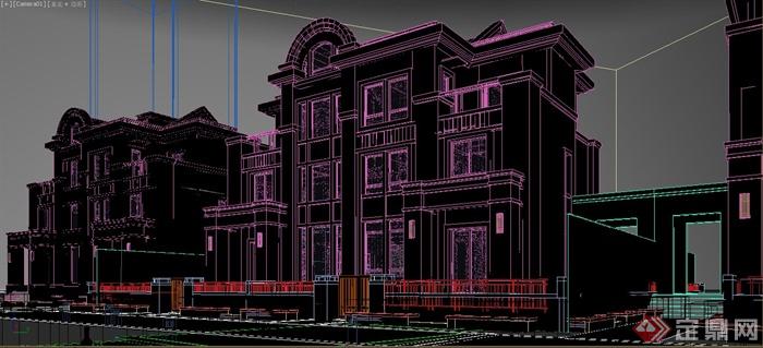 某欧式风格三层联排别墅建筑设计3DMAX模型(1)