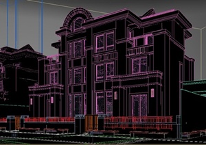 某欧式风格三层联排别墅建筑设计3DMAX模型