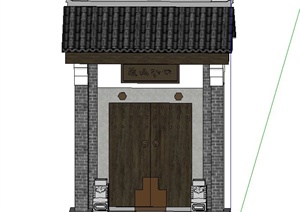 古典中式建筑节点双开门设计SU(草图大师)模型