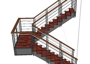 建筑节点铁艺折叠楼梯设计SU(草图大师)模型