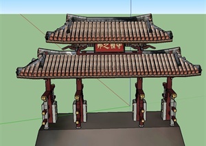 古典中式重檐牌坊设计SU(草图大师)模型