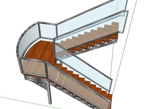 建筑节点玻璃折叠楼梯设计SU(草图大师)模型