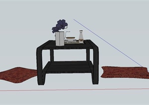 木质日式茶桌设计SU(草图大师)模型