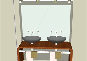 现代风格室内洗手台设计SU(草图大师)模型