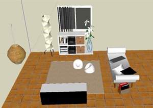 现代室内沙发、茶几、地毯设计SU(草图大师)模型