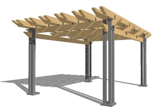 现代简约风格木质廊架设计SU(草图大师)模型