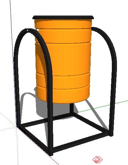 现代简约圆柱垃圾桶设计su模型(1)