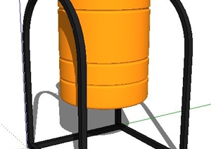 现代简约圆柱垃圾桶设计SU(草图大师)模型