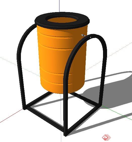 现代简约圆柱垃圾桶设计su模型(2)