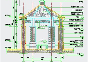 中式风格六角景观亭设计施工图
