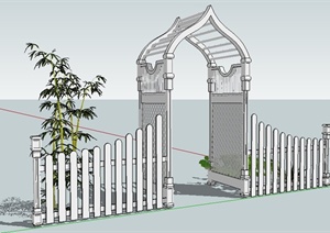 东南亚风格花园门设计SU(草图大师)模型