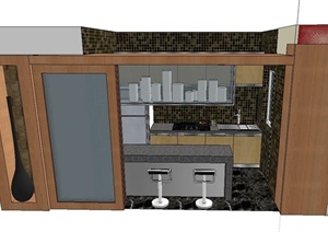 现代室内厨房设计SU(草图大师)模型