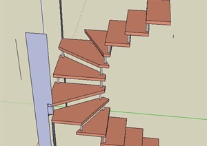 建筑节点简易旋转楼梯设计SU(草图大师)模型