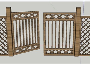 园林景观节点木质门设计SU(草图大师)模型