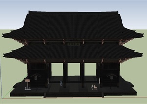 古典中式重檐门楼设计SU(草图大师)模型