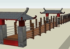 中式风格天桥设计SU(草图大师)模型