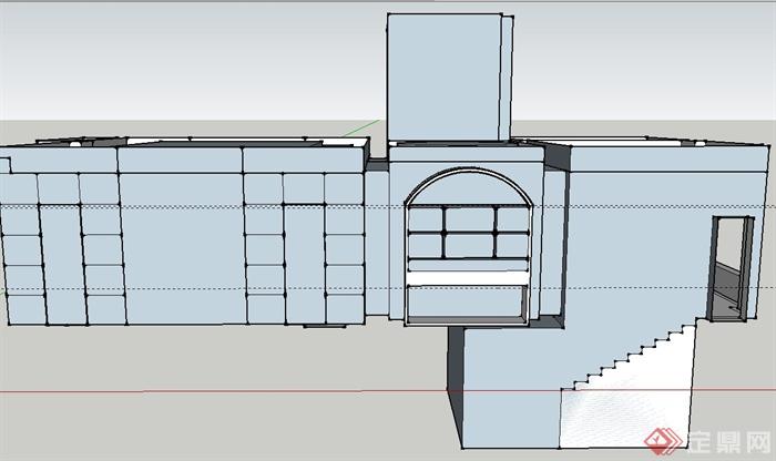 复古美式别墅客餐厅装修设计SU模型与3DMAX模型(7)