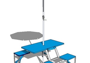 现代简约户外桌凳及遮阳伞SU(草图大师)模型