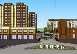 现代某高层住宅小区景观规划设计SU(草图大师)模型