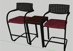 两组中式风格对谈桌椅SU(草图大师)模型
