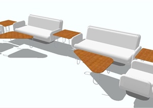 现代简约茶几及沙发组合SU(草图大师)模型
