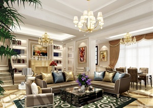 新古典风格客厅室内设计效果图
