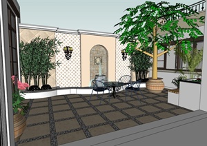 欧式风格庭院场景景观设计SU(草图大师)模型