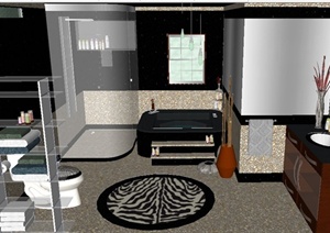 现代简约住宅卫生间室内设计SU(草图大师)模型