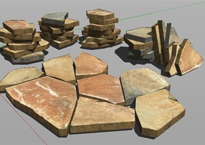 园林景观石板石块素材SU(草图大师)模型