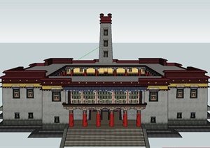 古典中式民族文化建筑设计SU(草图大师)模型