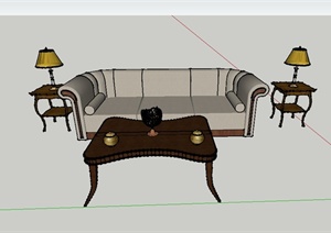室内沙发茶几设计SU(草图大师)模型