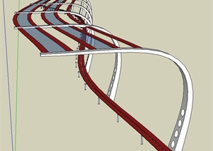 现代铁艺S形廊架设计SU(草图大师)模型