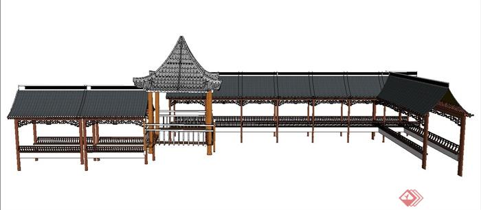 古典中式亭廊组合设计SU模型(2)