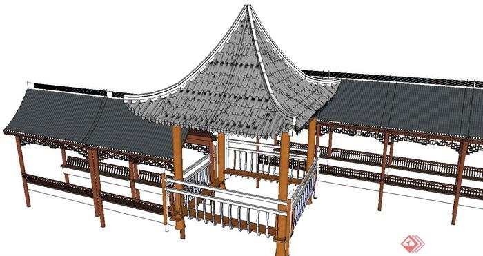 古典中式亭廊组合设计SU模型(1)