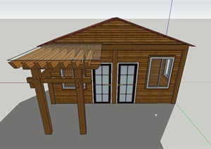 木质休闲小屋与廊架设计SU(草图大师)模型