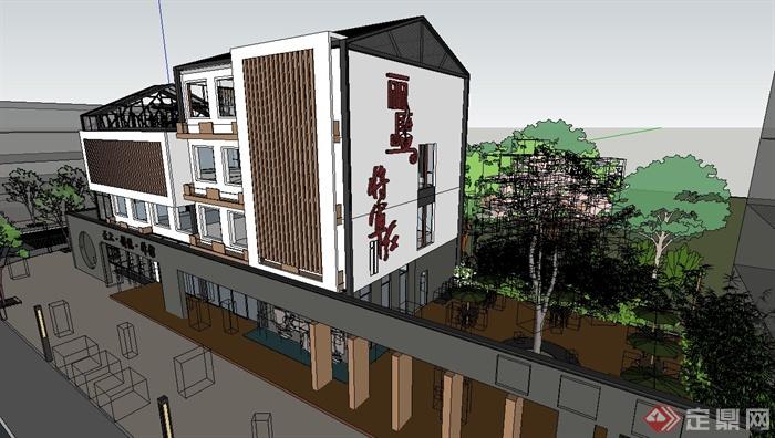 某新中式风格酒店建筑设计SU模型(2)