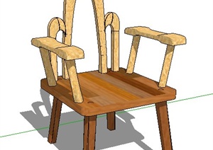 两把日式风格高背椅子SU(草图大师)模型