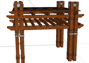 园林景观节点木质重檐廊架设计SU(草图大师)模型