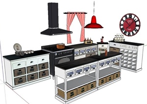 现代厨房整体橱柜设计SU(草图大师)模型